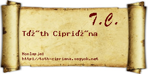 Tóth Cipriána névjegykártya